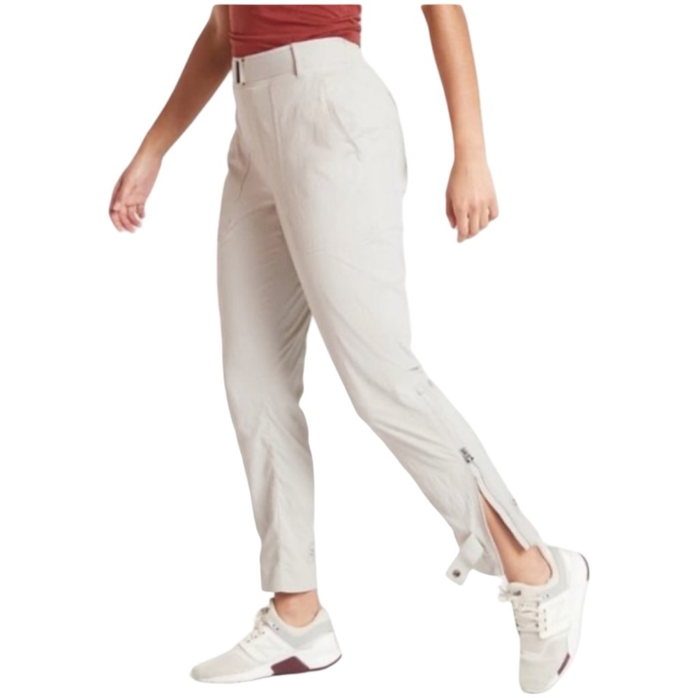 Athleta Trekkie Hiking Pant Belted UPF 50+ Birch Gray Lightweight